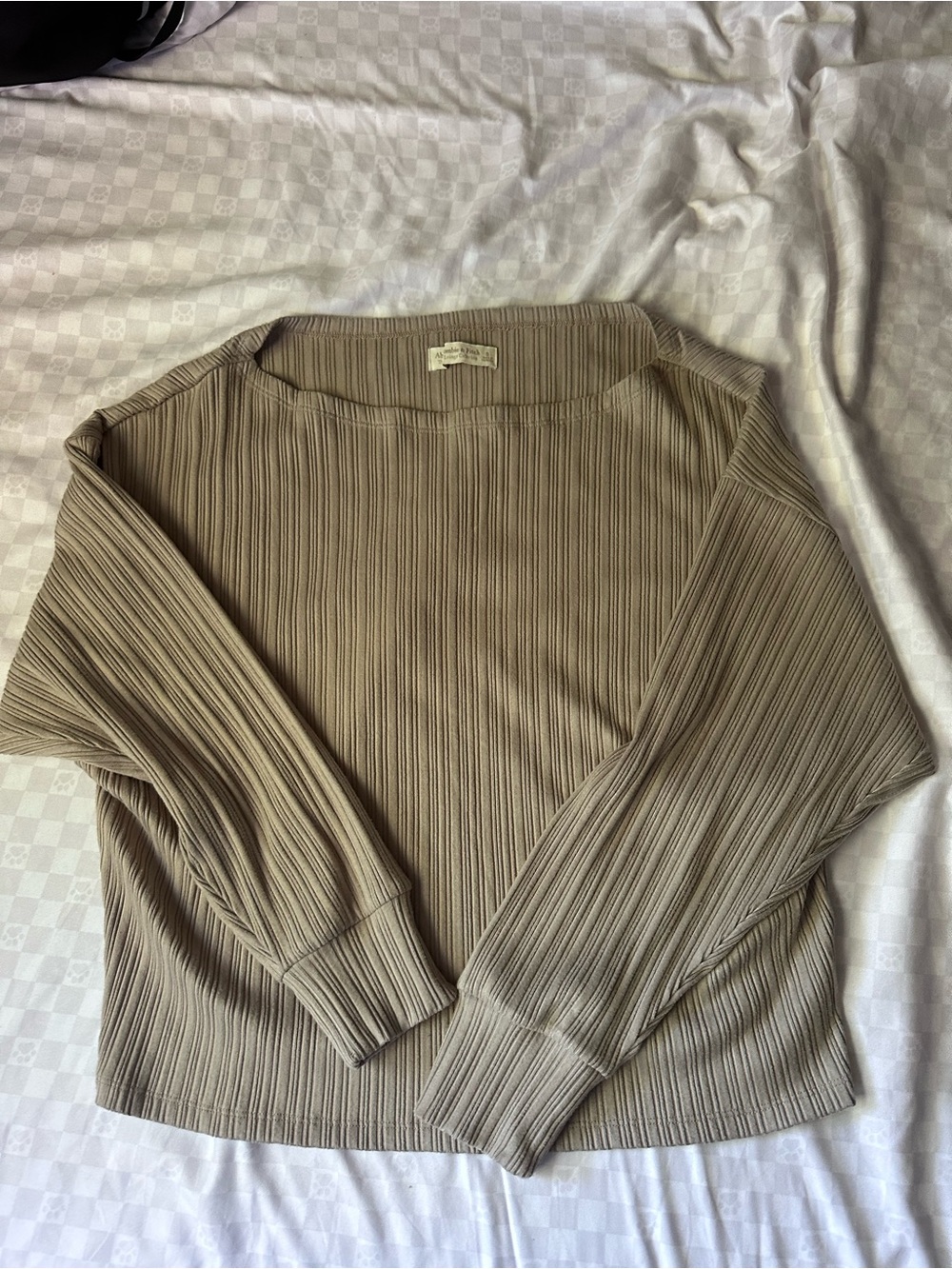 Abercrombie & Fitch Lounge Collection Ribbed Boatneck Top Brown Size S